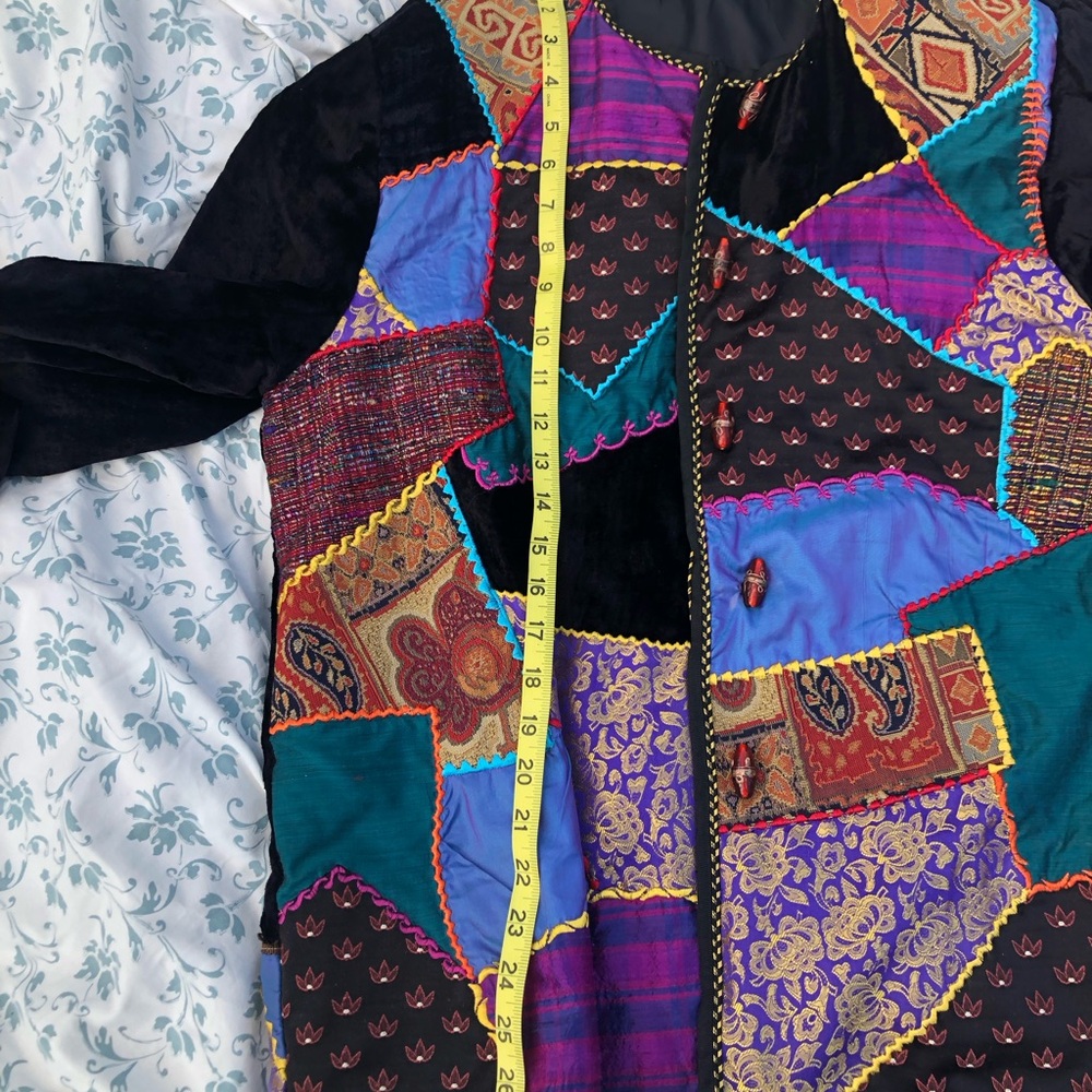 Classy Allure Patch Work Jacket Size M Button Fro… - image 7